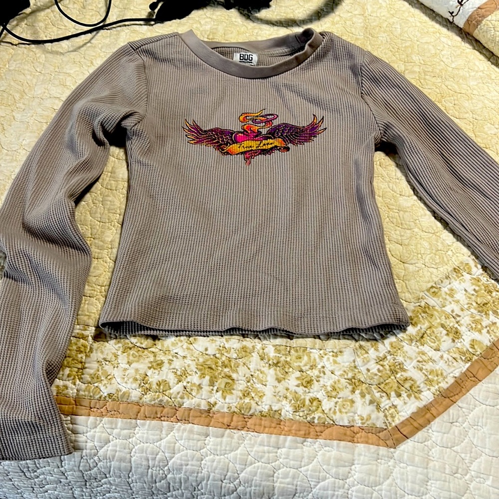 Gray shirt, long sleeve, youth size extra small